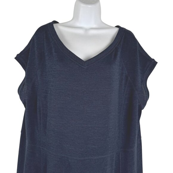 Talbots Dress Womens 2X Blue V-Neck Polyester Spandex Casual NWT DR-1789 - Picture 3 of 7